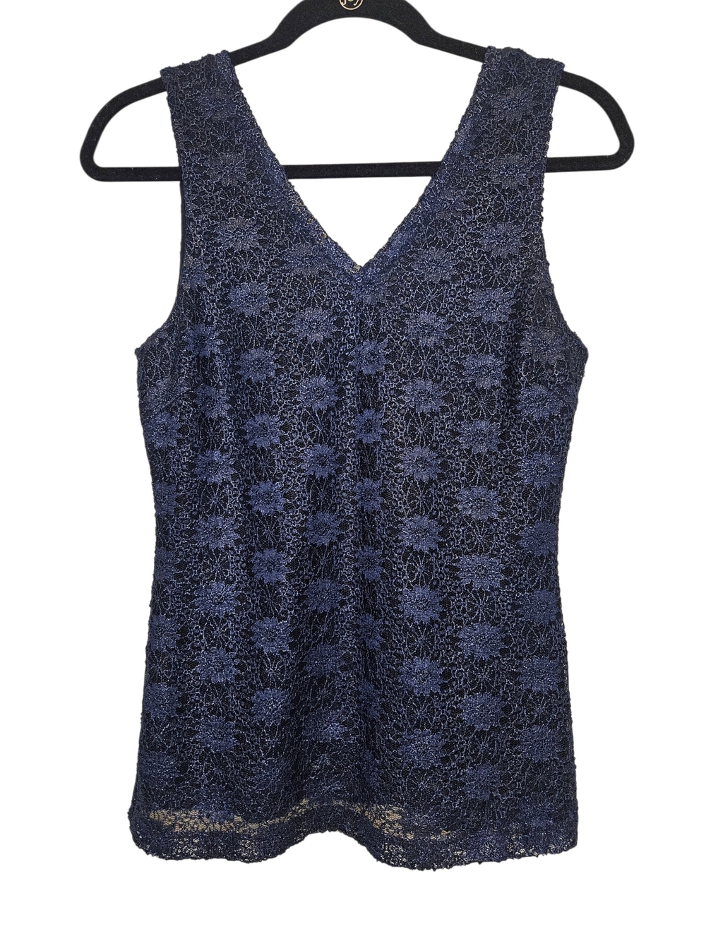 Banana Republic Navy Floral Lace V-Neck Tank Top Tropical Beach Vacation